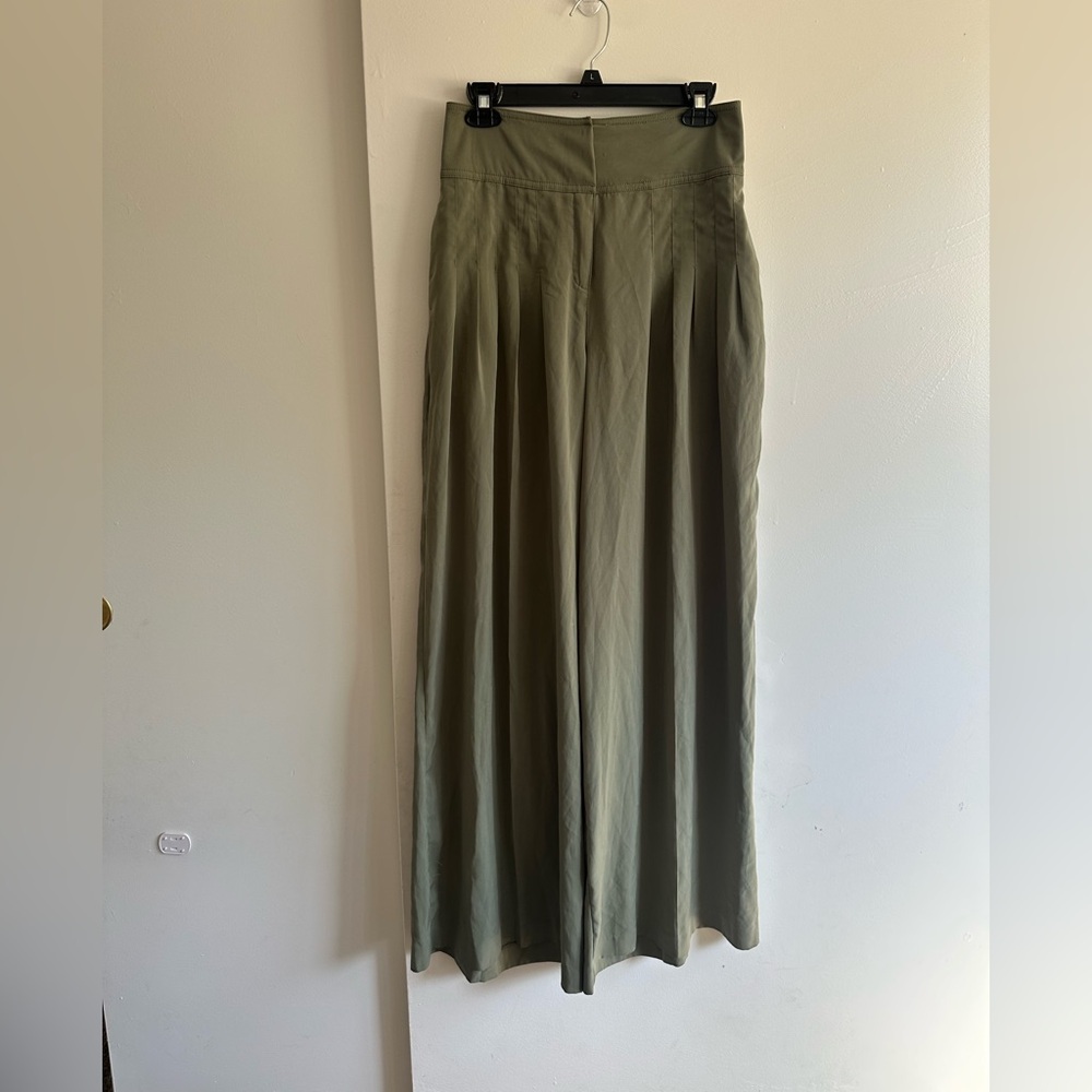 High-Waist Olive Green Pants trousers wide legs